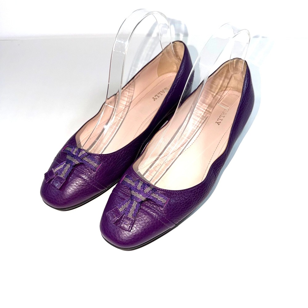 Bally Switzerland Shoes Womens 37/US 6.5-7 Purple Leather‎ Flat "Danyelle"